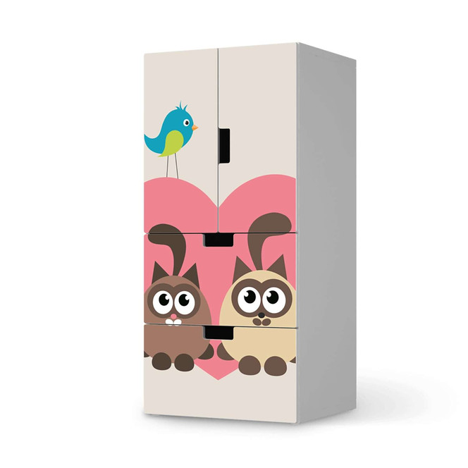 Möbelfolie IKEA Stuva / Malad - 2 Schubladen und 2 kleine Türen - Cats Heart- Bild 1