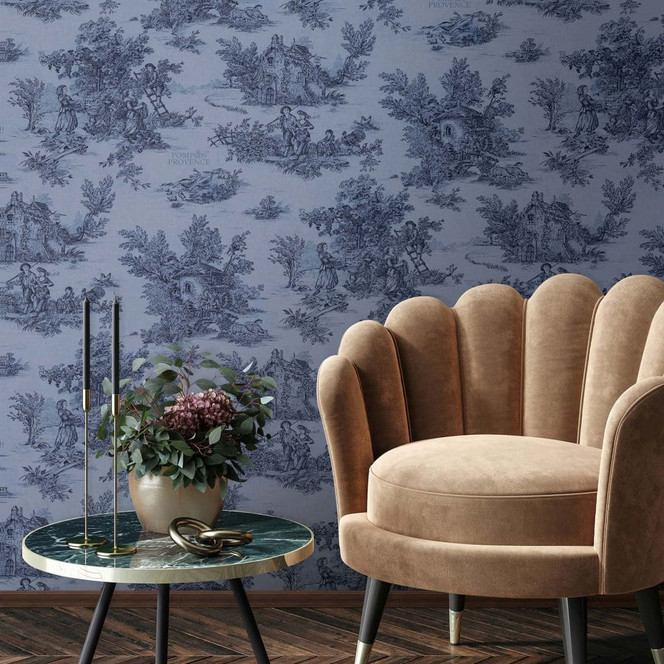 Vliestapete Landschaft, Menschen Grafisch Klassisch matt in Blau