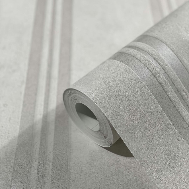 Vliestapete mit Streifen und Metallic-Effekt Greige Streifen