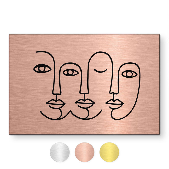 Alu-Dibond gebürstet mit Kupfereffekt - Line Art Gesichter - Treechild