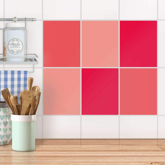 Fliesenaufkleber Set rechteckig - Rottöne
