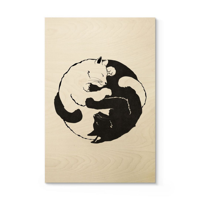 Holzbild Katzen Ying & Yang - Tunaboylu