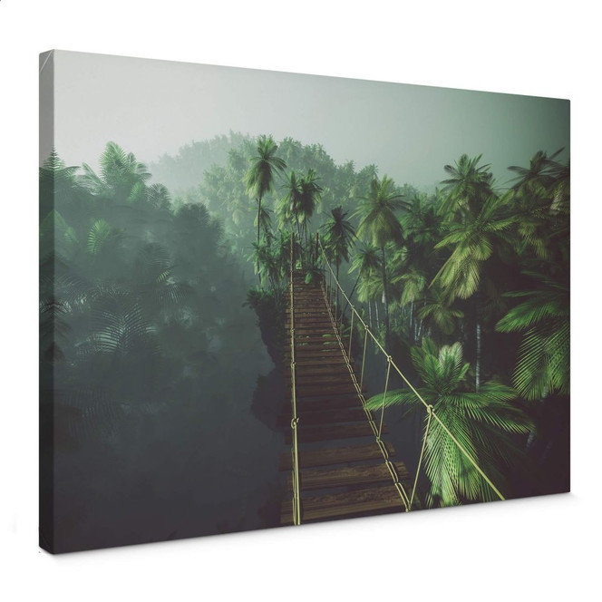 Leinwandbild - Hängebrücke im Dschungel