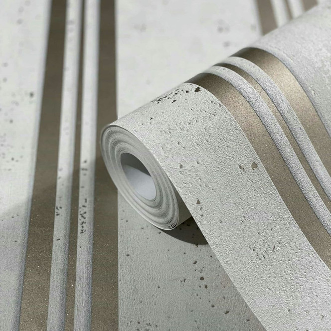 Vliestapete mit Streifen und Metallic-Effekt Beige Streifen