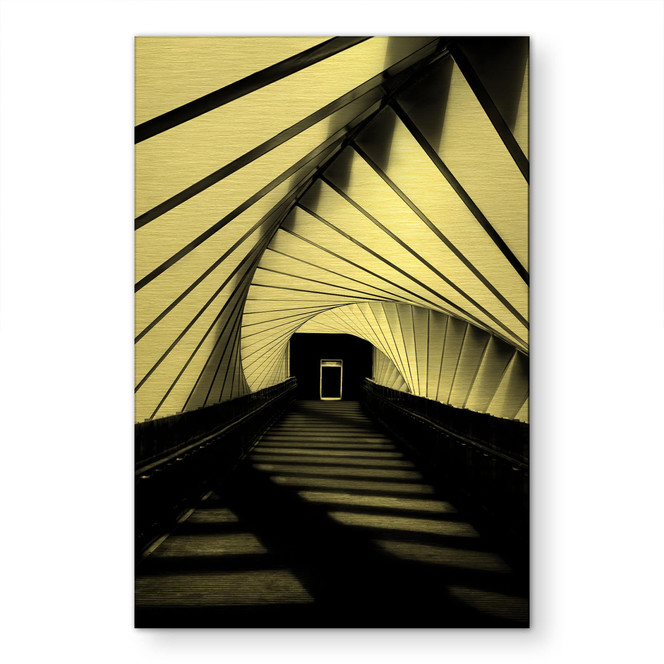 Alu-Dibond gebürstet mit Goldeffekt - Architektur Tunnel Perspektive - Jamal