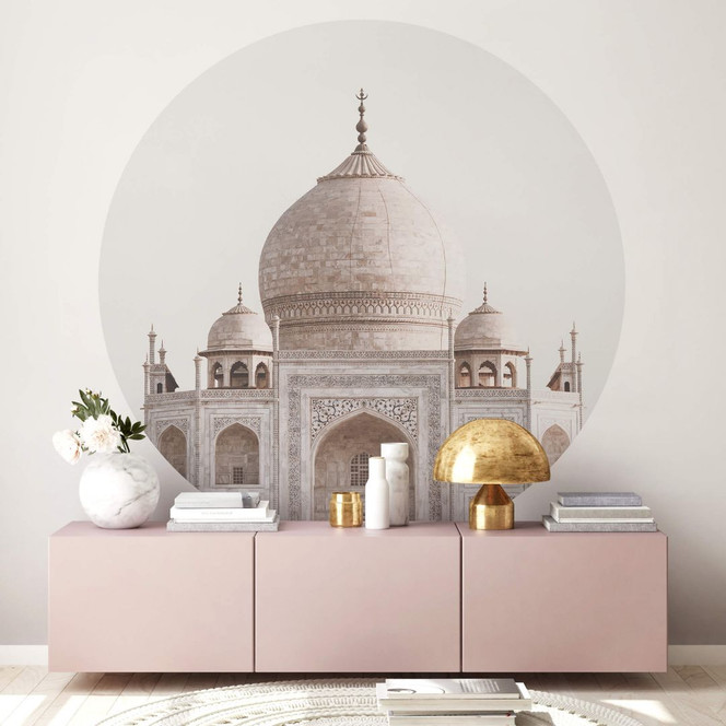 Fototapete Annie - Taj Mahal - Rund - Selbstklebend/Vlies