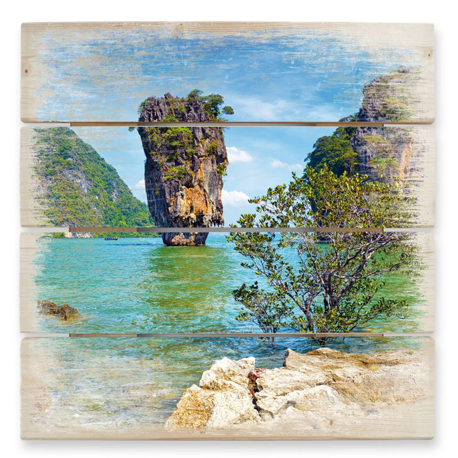 Holzbild Khao Ta-Pu Island - 40 x 41.5 cm