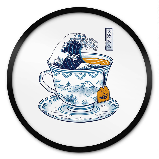 Poster Grosse Welle Tee im Hokusai-Stil - Trinidad - Rund
