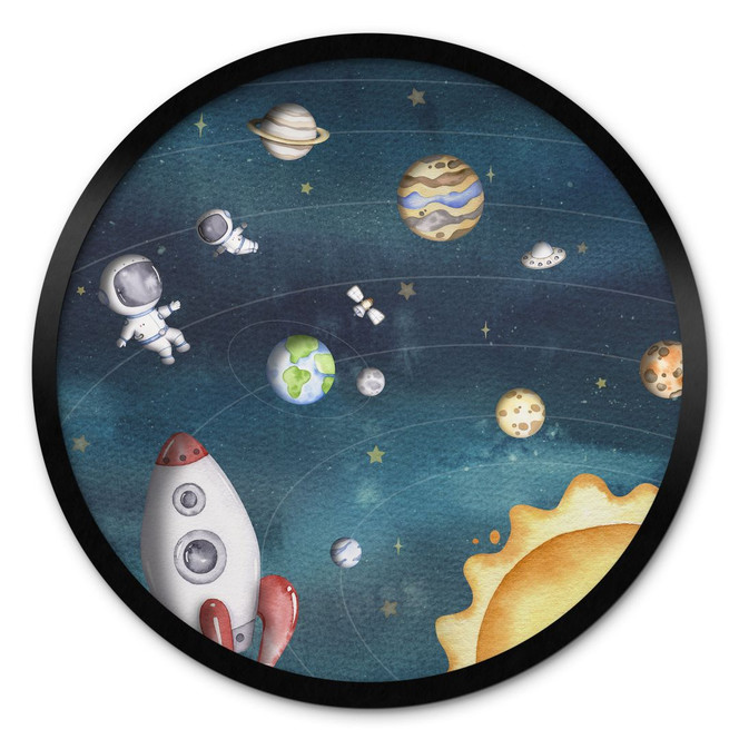 Poster Weltraum Abenteuer mit Astronauten - Oliver Robins - Rund