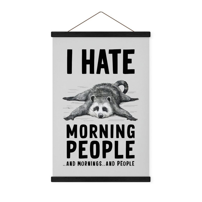 Stoffbild I hate morning people - Waschbär - Magnusson
