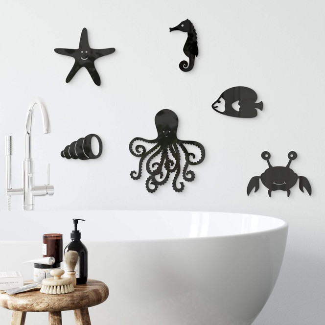 Acryldeko für das Kinderzimmer - Meerestiere (6-teilig)