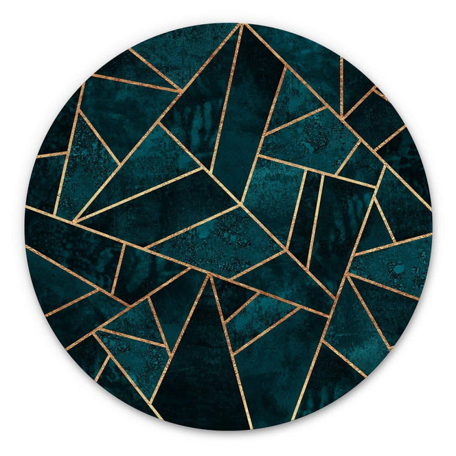 Alu-Dibond Fredriksson - Blau-grüner Edelstein - Rund