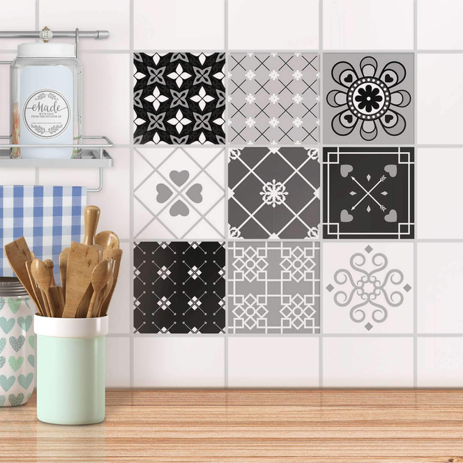 Fliesenaufkleber Set - Grey Love
