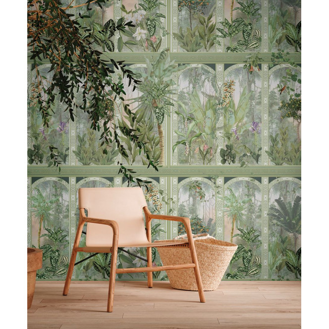 Fototapete Dschungel grün braun - Vliestapete Botanisch Livingwalls - matt und glatt