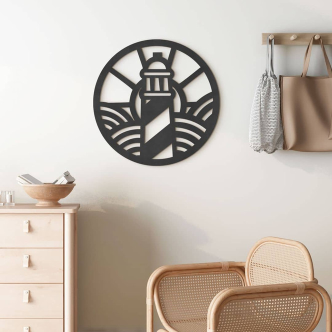 Maritime Wanddeko Leuchtturm - MDF - Rund