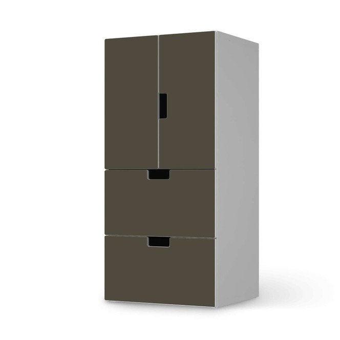 Möbelfolie IKEA Stuva / Malad - 2 Schubladen und 2 kleine Türen - Braungrau Dark- Bild 1