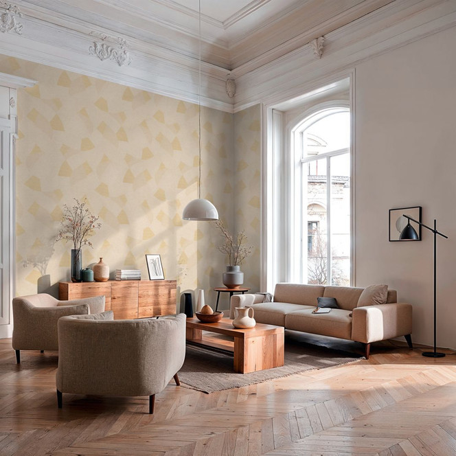 Vliestapete geometrisch Formen beige gold Tapete Wandtapete Geometrisch