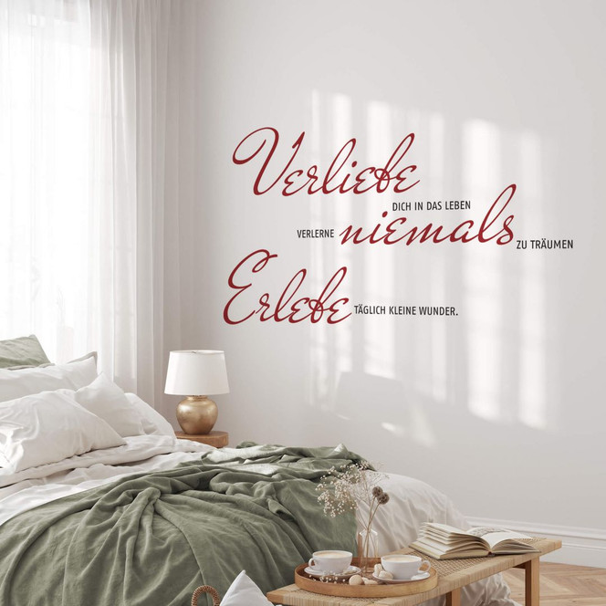 Wandtattoo Verliebe dich in das Leben - 2-farbig