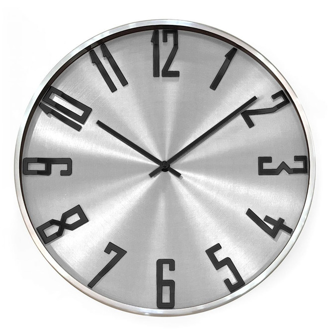 Moderne Wanduhr im Metallic-Look aus Aluminium, silber | Ø 30 cm