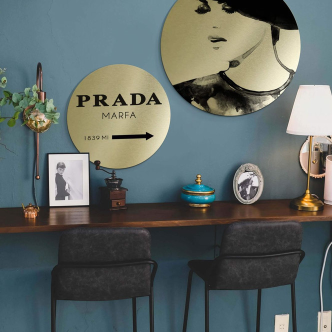Alu-Dibond-Goldeffekt - Prada Marfa Set - Rund (2-teilig) - Bild 1