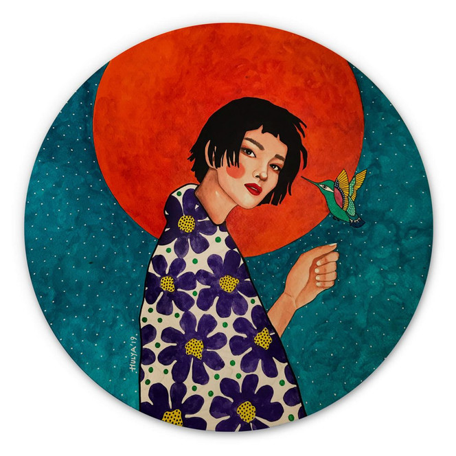 Holzbild Hülya - Zurücklassen - Rund