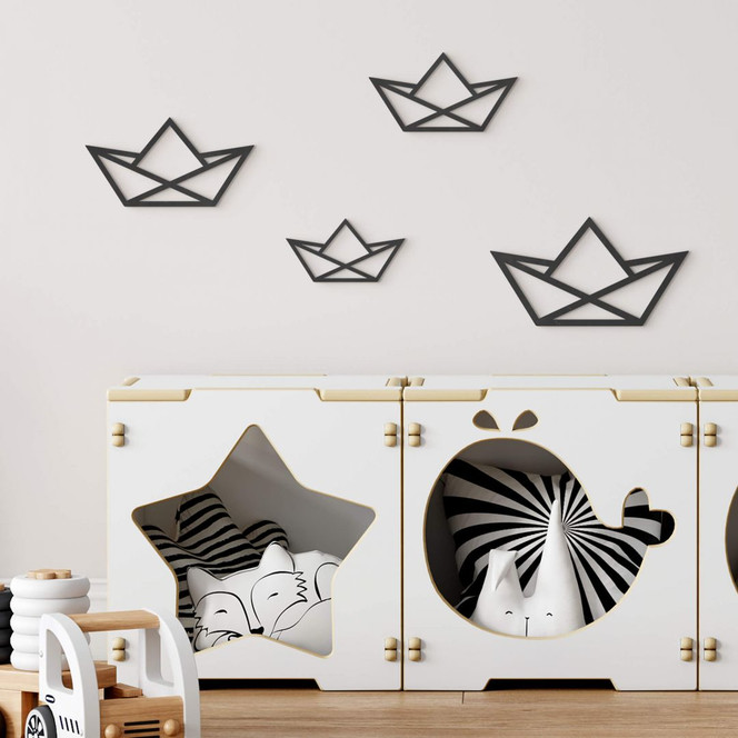 Kinderzimmer Wanddeko Schiff Origami - MDF (4-teilig) - 34x21cm