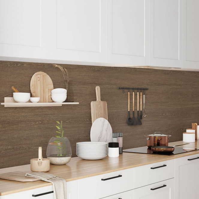 Küchenrückwand Spritzschutz Holzoptik Eiche - Folie oder Aluverbund