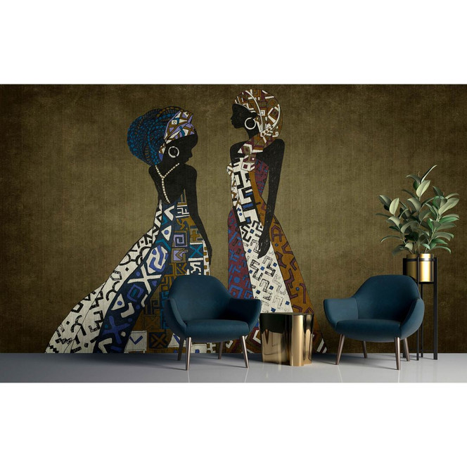Livingwalls Fototapete Walls by Patel 3 Nairobi 3 braun, gelb, weiss, schwarz, blau - Bild 1