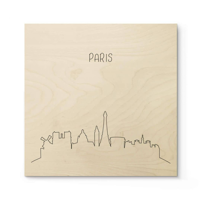 Holzposter Skyline Paris Outline