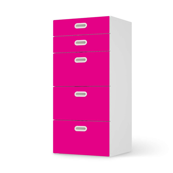 Möbel Klebefolie IKEA Stuva / Fritids Kommode - 5 Schubladen - Pink Dark- Bild 1