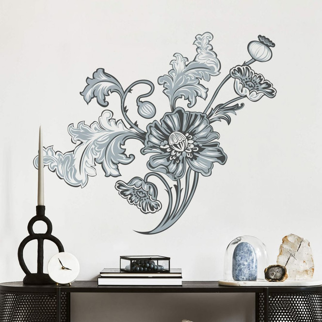 Wandsticker Blumenranke 2 grau