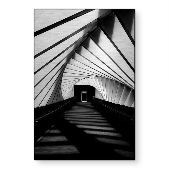 Alu-Dibond gebürstet mit Silbereffekt - Architektur Tunnel Perspektive - Jamal