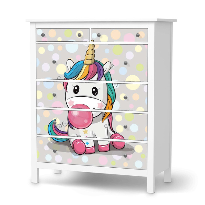 Klebefolie IKEA Hemnes Kommode 6 Schubladen - Rainbow das Einhorn- Bild 1