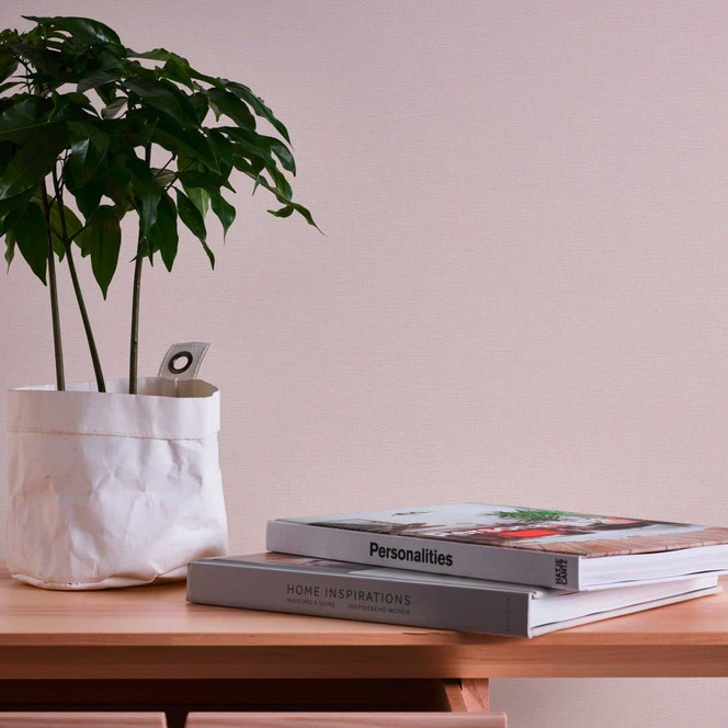 Einfarbige Vliestapete in Leinen-Optik Rosa - Strukturtapete Unitapete