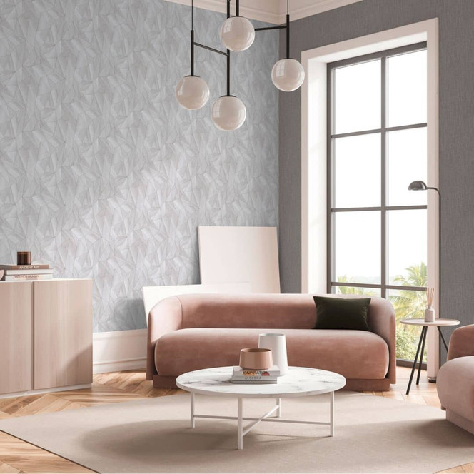 Geometrische Tapete Holzoptik Hellgrau Silber – Vliestapete mit Struktur