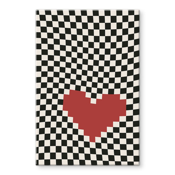 Glasbild Optische Illusion: Herz im Pixelstil - Kerr-Dineen