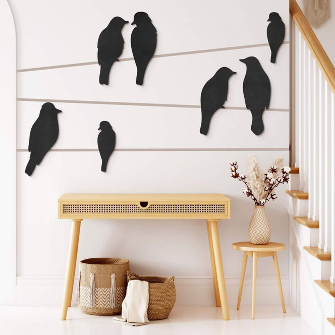 MDF - Holzdeko - Vogel-Familie (5-teilig)