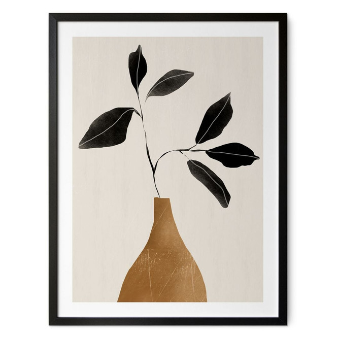 Poster Stilleben fürs Wohnzimmer - Zweig in goldener Vase - ThingDesign