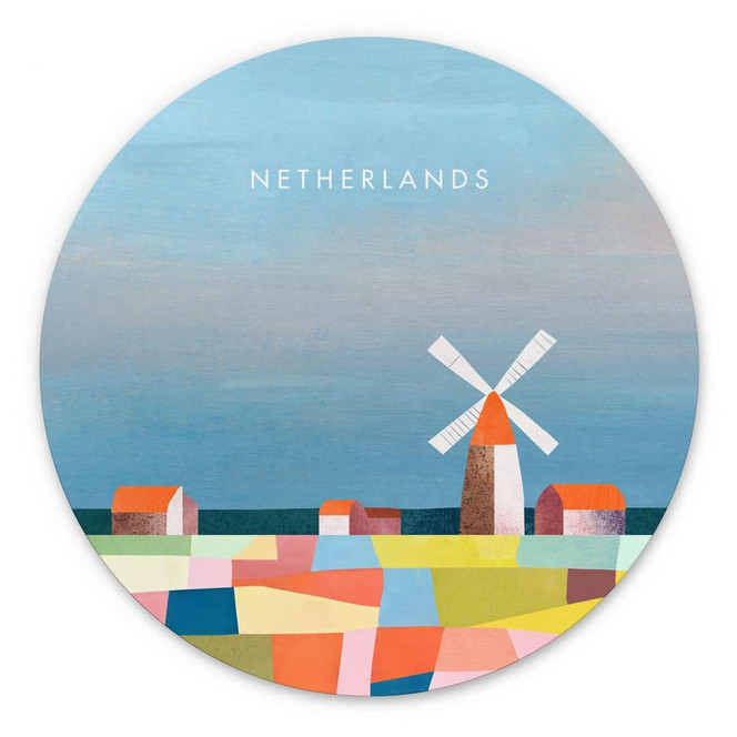 Wandbild Reise in die Niederlande - Rivers - Alu-Dibond Rund