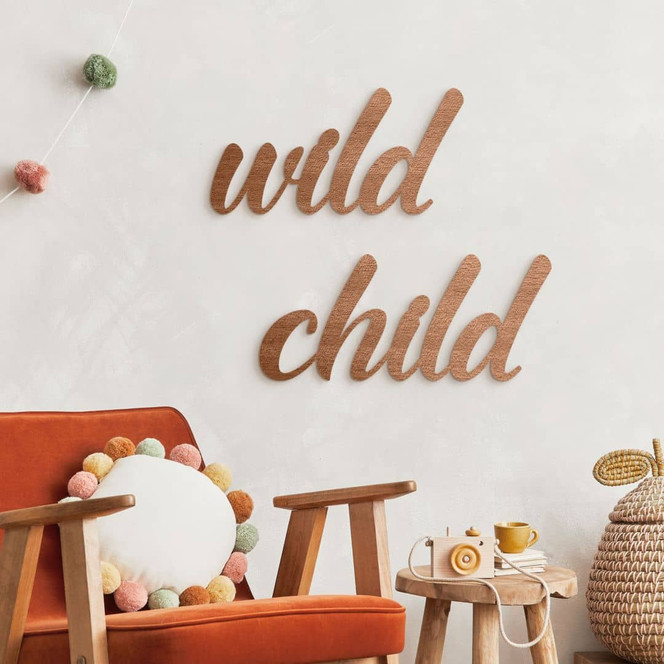 3D Holz Schriftzug Wild Child - Mahagoni