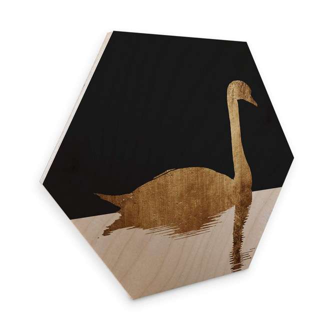 Hexagon - Holz Kubistika - Schwanensee im Halbmond