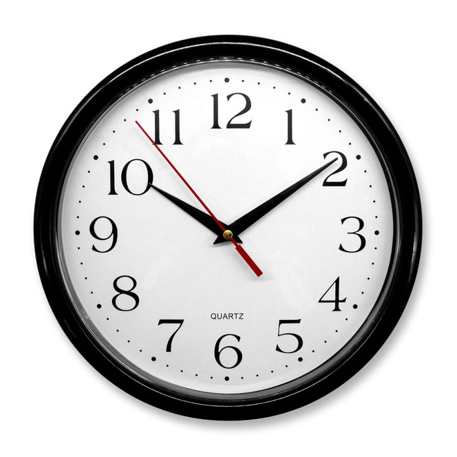 Klassische Wanduhr in schwarz-weiss Ø25cm