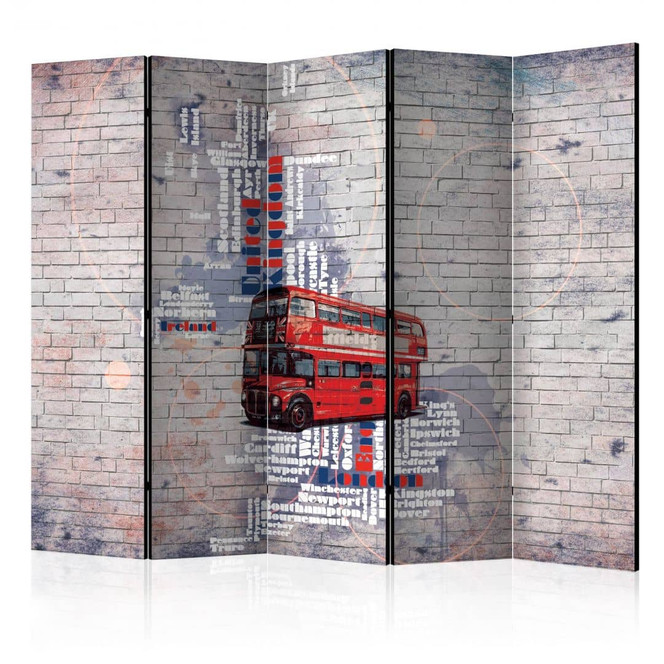 Paravent, Raumteiler freistehend, Trennwand - Weltkarte - Mein London..., 5-teilig - 225 x 172 cm