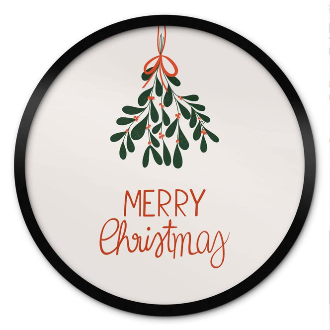 Poster Merry Christmas mit Mistelzweig - Lisboa - Rund