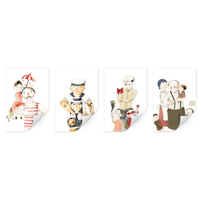 Wallprint Loske - Familien Porträts (4-teilig)