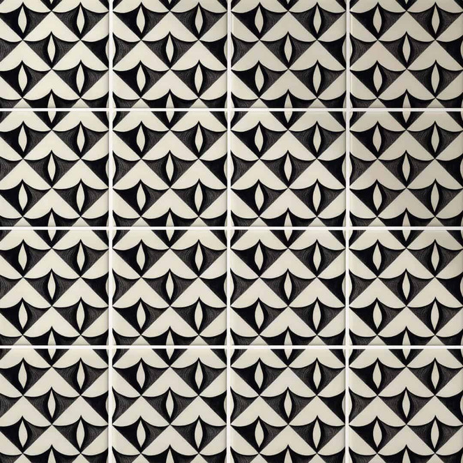 Fliesenaufkleber Geometrische Ornamente in schwarz-beige - Treechild - 12er Set