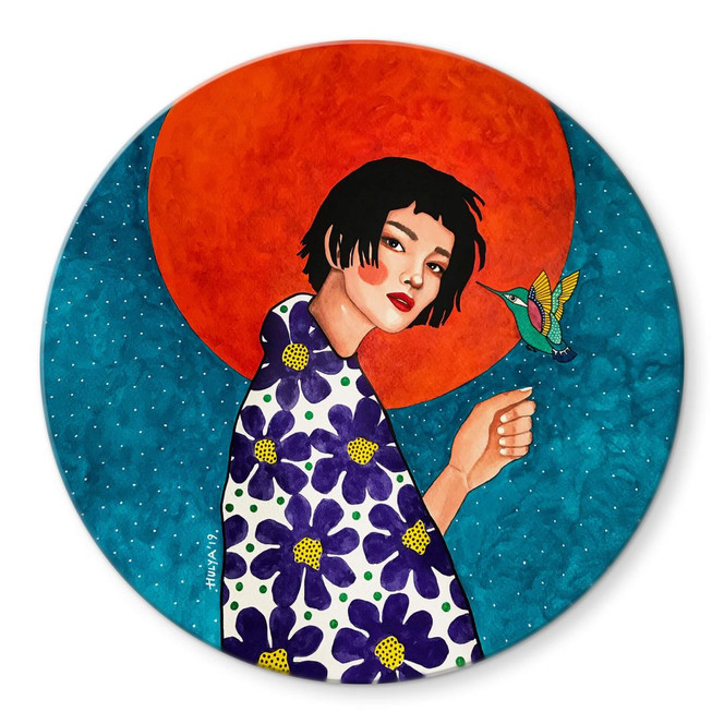 Glasbild Hülya - Zurücklassen - Rund