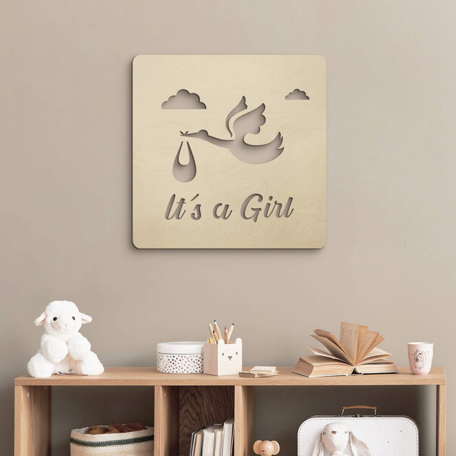Holz-Deko Baby - It's a Girl - Pappel