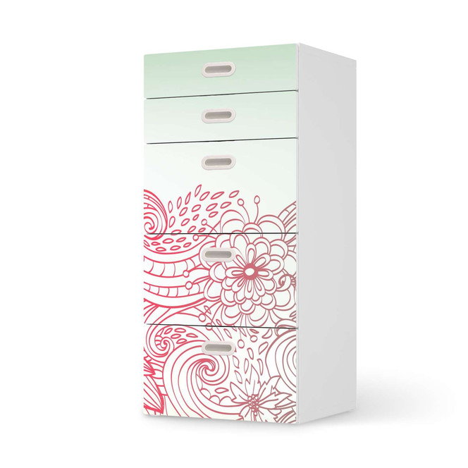 Möbel Klebefolie IKEA Stuva / Fritids Kommode - 5 Schubladen - Floral Doodle- Bild 1