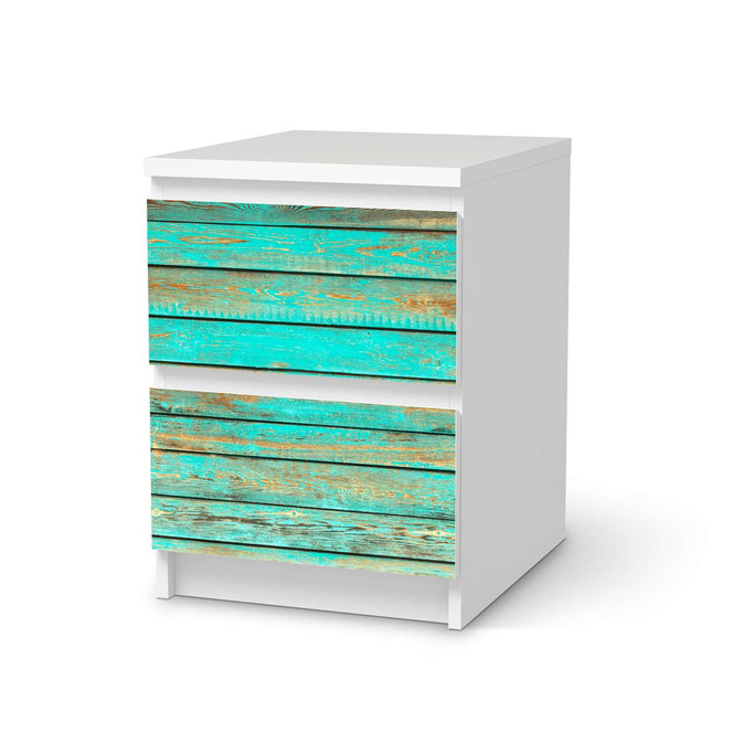 Möbelfolie IKEA Malm Kommode 2 Schubladen - Wooden Aqua- Bild 1
